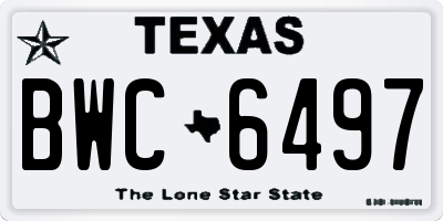 TX license plate BWC6497
