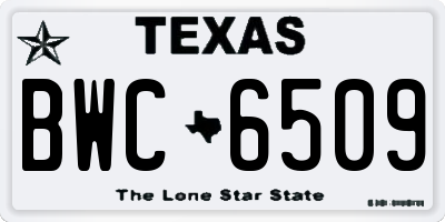 TX license plate BWC6509