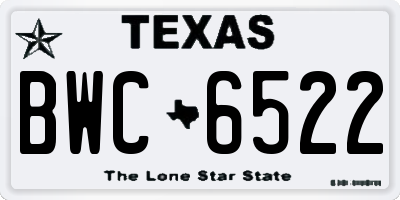TX license plate BWC6522