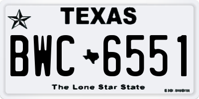 TX license plate BWC6551