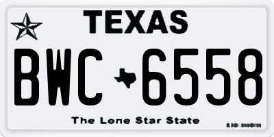 TX license plate BWC6558