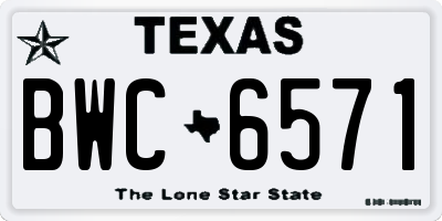TX license plate BWC6571