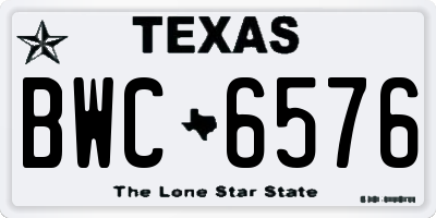 TX license plate BWC6576