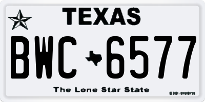 TX license plate BWC6577