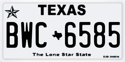TX license plate BWC6585