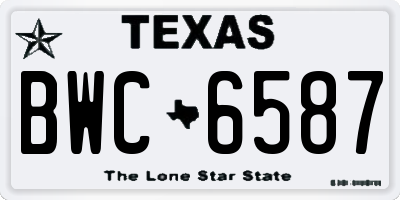 TX license plate BWC6587