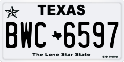 TX license plate BWC6597