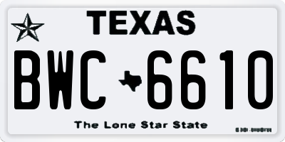 TX license plate BWC6610