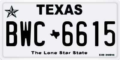 TX license plate BWC6615