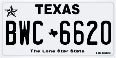 TX license plate BWC6620
