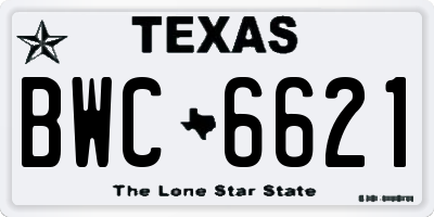 TX license plate BWC6621