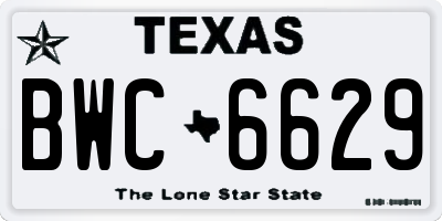 TX license plate BWC6629