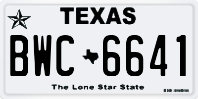 TX license plate BWC6641