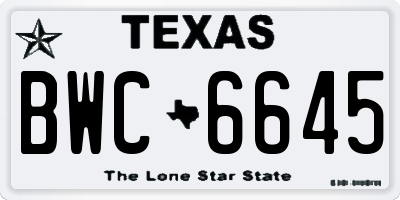 TX license plate BWC6645