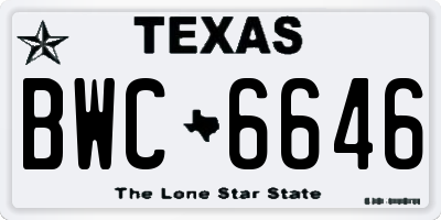 TX license plate BWC6646