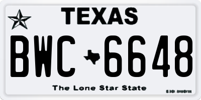 TX license plate BWC6648
