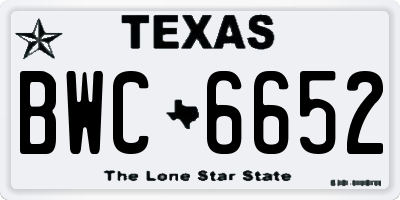 TX license plate BWC6652