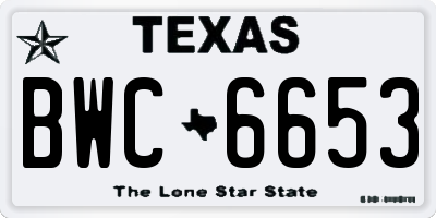 TX license plate BWC6653