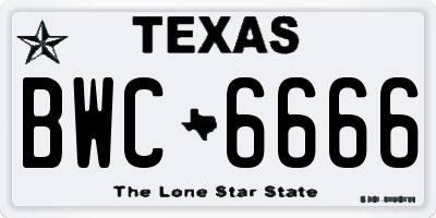 TX license plate BWC6666
