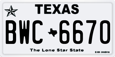 TX license plate BWC6670