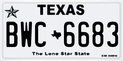 TX license plate BWC6683