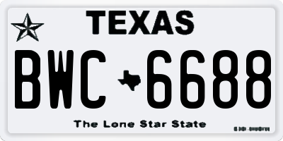 TX license plate BWC6688