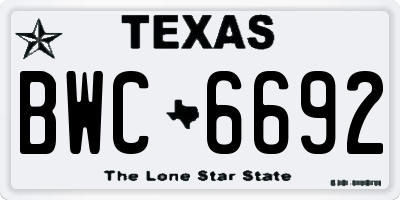 TX license plate BWC6692