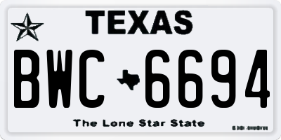 TX license plate BWC6694