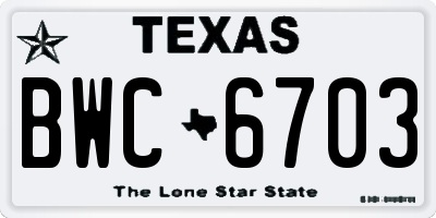 TX license plate BWC6703