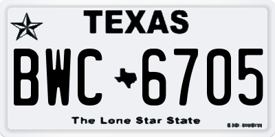 TX license plate BWC6705