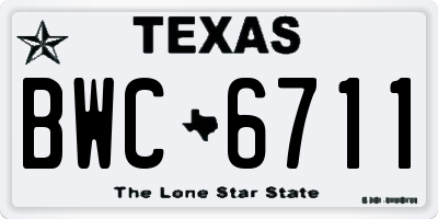 TX license plate BWC6711