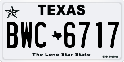TX license plate BWC6717