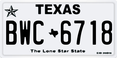 TX license plate BWC6718