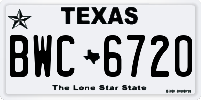 TX license plate BWC6720