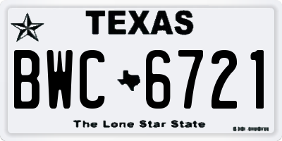 TX license plate BWC6721