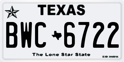 TX license plate BWC6722