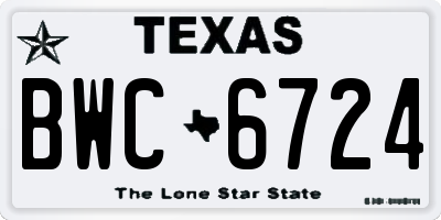 TX license plate BWC6724