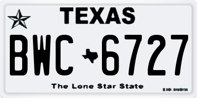 TX license plate BWC6727