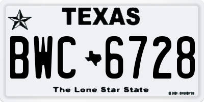 TX license plate BWC6728
