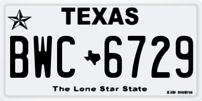 TX license plate BWC6729