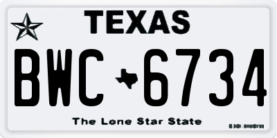 TX license plate BWC6734