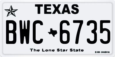 TX license plate BWC6735