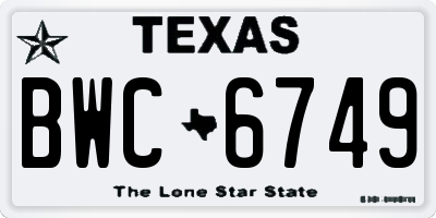TX license plate BWC6749