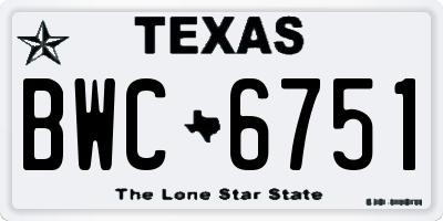 TX license plate BWC6751