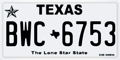 TX license plate BWC6753