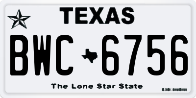 TX license plate BWC6756