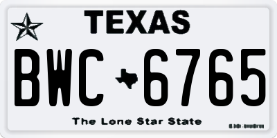 TX license plate BWC6765