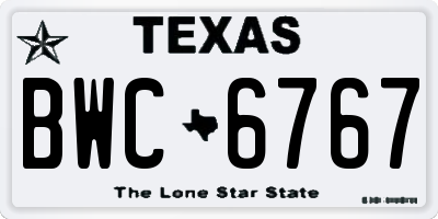 TX license plate BWC6767
