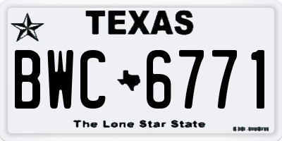 TX license plate BWC6771