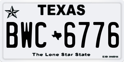 TX license plate BWC6776